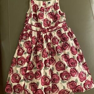 Janie and Jack Rose Patterned Dress in Pink and Cream